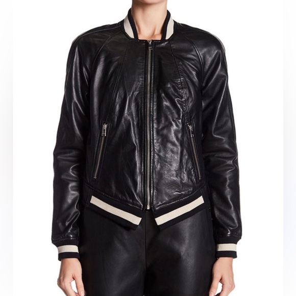 Lamarque Selby Black Leather Bomber Full Zip Moto Jacket S - Picture 2 of 8